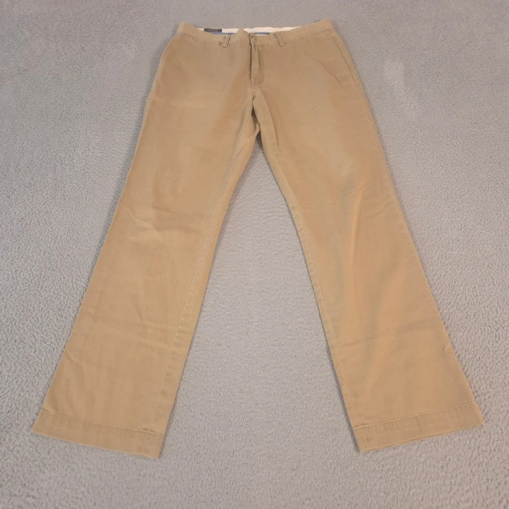 Polo Ralph Lauren Pants Mens 34x34 Tan Bedford Chino Cotton Twill Straight Leg